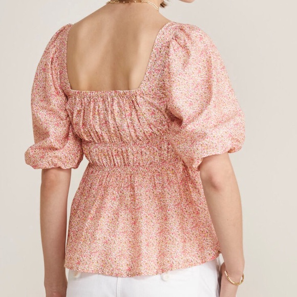 NWT Vineyard Vines Square Neck Puff-Sleeve Top Sz M - Picture 4 of 6